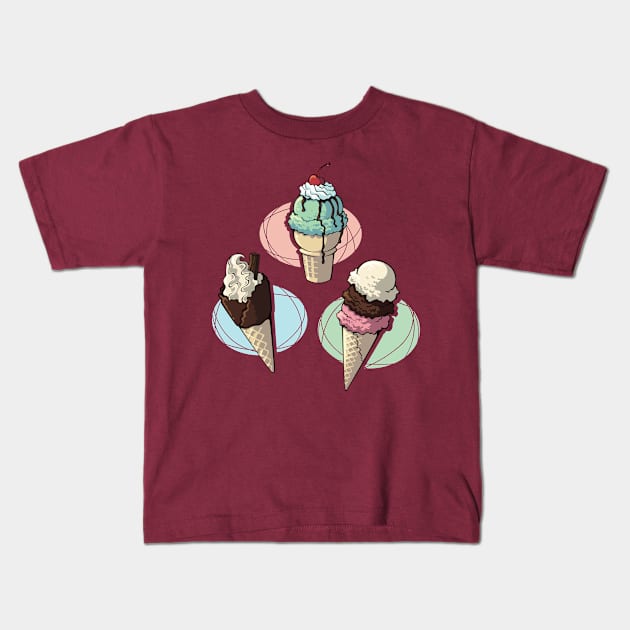 Ice Cream Trio Kids T-Shirt by Abbilaura